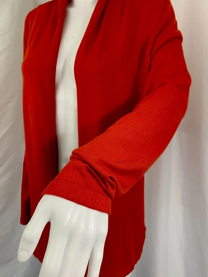 J MCLAUGHLIN Cardigan Sweater Size M Orange Open Wrap Shawl Long Sleeve Duster - Imagem 4 de 4