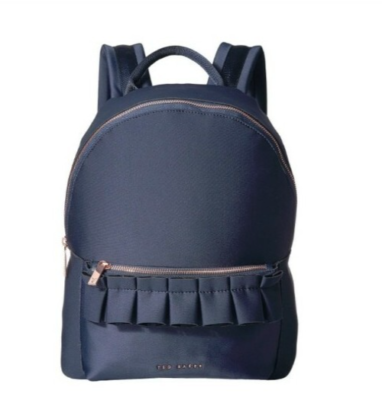 Ted Baker- RRESSE- Ruffle Detail Zip Backpack- Navy Blue  display picture 3