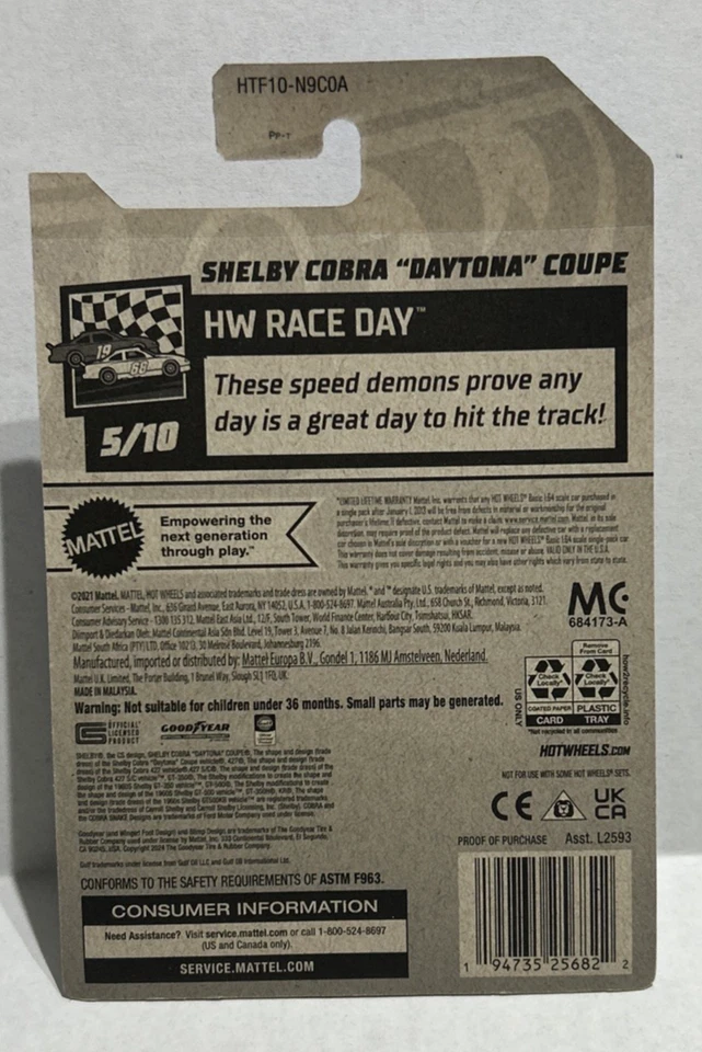 🔥 Hot Wheels 2024 #122 Shelby Cobra Daytona Coupe HW Race Day Gulf Navy – New - Image 2 of 4