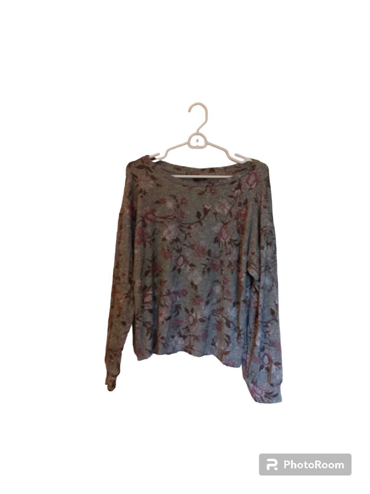 lucky brand gray pink floral long sleeve top wome… - image 1