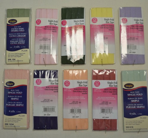 Wrights / C&C Bias Tape Single Fold-1/2" w x 4 yds 104 Great colors to choose!!! - Picture 5 of 109