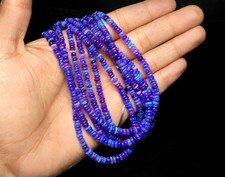 AAA Blue Ethiopian Opal Rondelle Beads: Smooth Gemstone Jewelry
