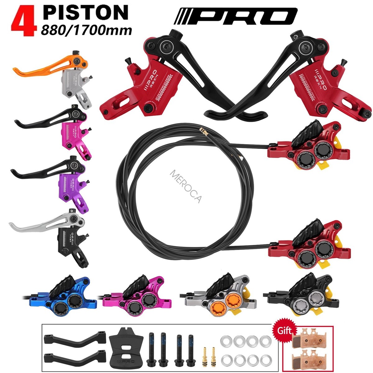 Buy IIIPRO R2X4 MTB Bike 4-Pistons Hydraulic Disc Brake Set Front