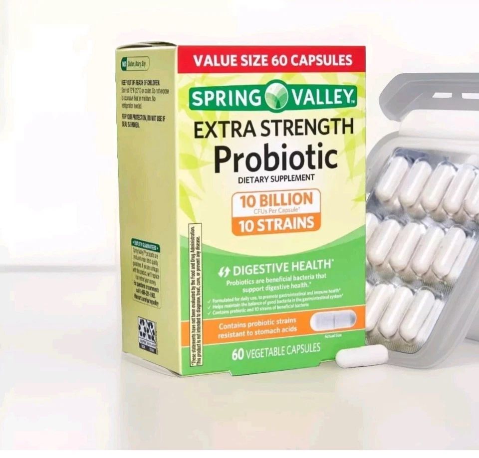 Spring Valley Extra Strength Probiotic Vegetable Capsules, 60 Capsules Exp:06:26 - Image 3 of 3