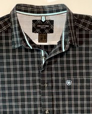 NEW Ariat Pro Series Mens Size XL Plaid Shirt Long Sleeve Black Button Up Westrn