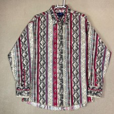 Wrangler Mens Western Pearl Snap Shirt Geometric Print X-Long Tails Size 17 1/2