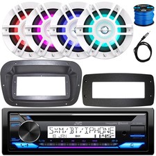 JVC KD-T92MBS Marine Receiver, 4x 6.5" 300W RGB LED White 2-Way Speakers w/Wire