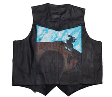 Road Wear Biker Black Leather Vest CUSTOM PAINT BLK Conceal Carry 2XL