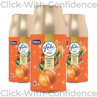 3 x Glade Automatischer Lufterfrischer Spray Nachfüller Pumpkin Spice Latte 269ML