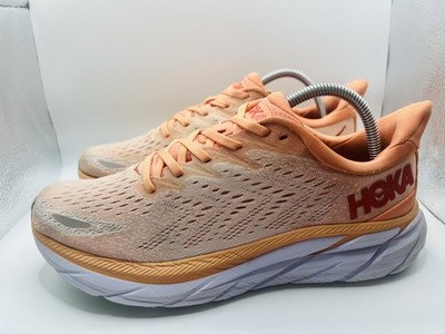 Hoka One One Clifton 8 Womens Size 9.5B Running Shoes Sneakers Cantaloupe Orange