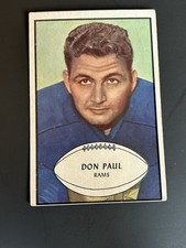 1953 Bowman Football #47 Don Paul Rookie Short Print EX Los Angeles Rams $50