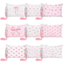 9Pcs Pink Bow Makeup Bag Cute Gifts for Women Girls, Ladies Travel-Friendly C...