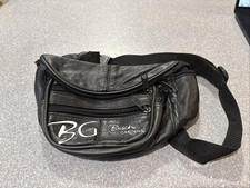 Vintage Busch Gardens Black Leather Fanny Pack with Adjustable Strap