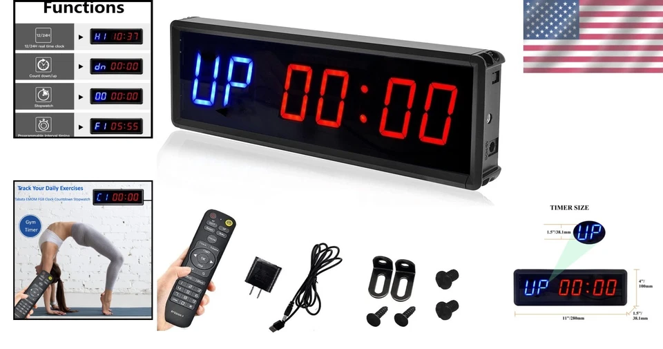 Wireless Remote LED Countdown/Up Clock - Perfect for HIIT and TABATA Workouts - Image 2 of 4