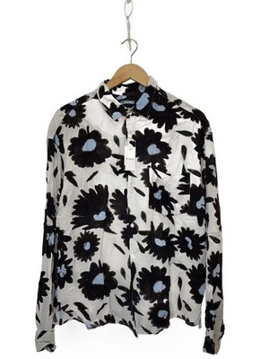 JACQUEMUS Long-Sleeve Shirt, Size 46, Linen, White, Floral Pattern