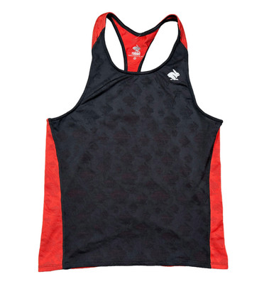 Rabbit Running Tank Womens Small Black Red Racerback Mesh Bunny Print USA