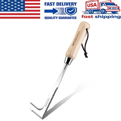 WORKPRO 12'' Crack Weeder Tool with Wooden Handle L-Shaped Side-Walk Weed Puller