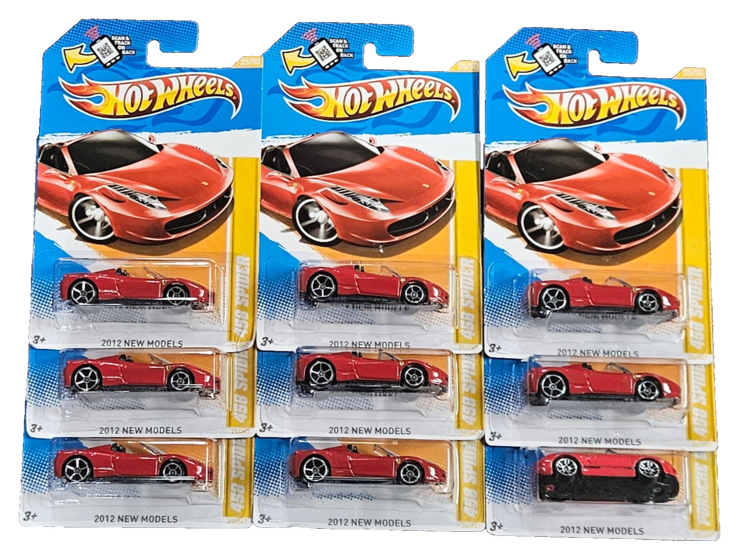 (1) ONE 2012 Hot Wheels RED FERRARI 458 SPIDER 25/247 New Models **READ