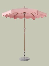 John Lewis Scallop Wind-Up Garden Parasol 2m Bon Bon Pink (Damage/Missing Cap)