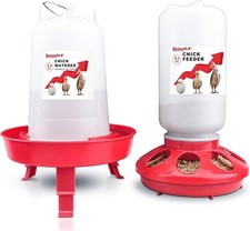 2-in-1 Chick Starter Set: 0.3 Gal Feeder  0.4 Gal Waterer with Safety Features