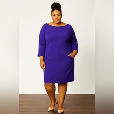 Tahari Purple Sleeveless Sheath Office Plus Size Dress