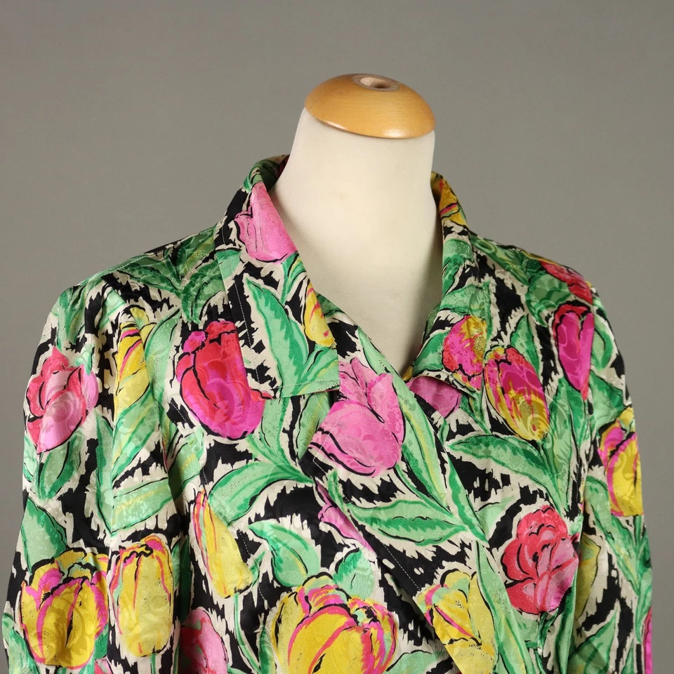 Robe Ungaro Vintage Soie Taille L Imprimé à Fleurs Années 80-90 Original - Photo 2/4