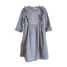 Hope & Henry blue Ruffle Trim Dress long sleeve organic cotton cottage core 7