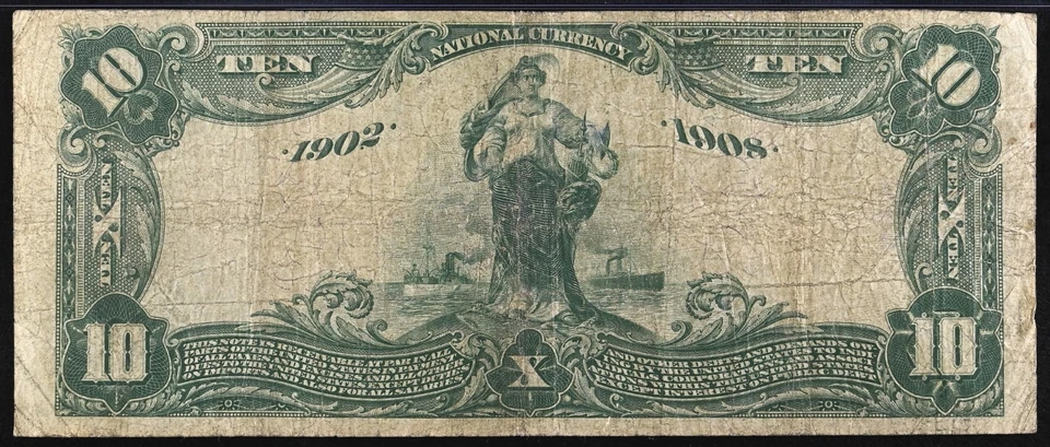1902 $10 Ten Dollar Large Note Commercial NB Washington DC Date Back - PMG VF 20 - Image 4 of 4