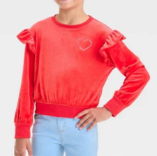 NEW Cat  Jack Girl's Red Heart Velour Pullover Sweatshirt Size Medium 8