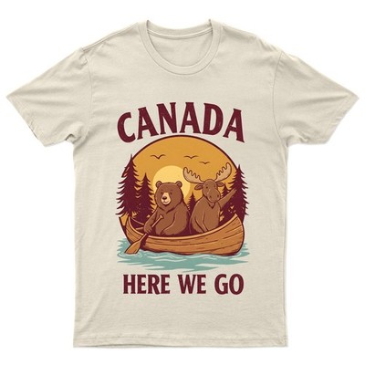Canada Here We Go Bear Moose Canoe Wildlife Herren T-Shirt Damen Graphic Tee