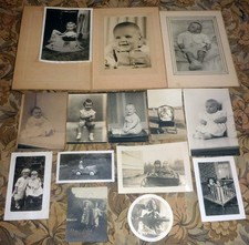 Group Lot Antique Photos - 14 Children  Babies Cabinet  Snapshots