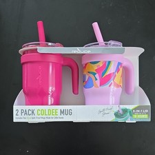 Reduce Coldee Mug 2 Pack 14 oz Spill-Proof Tumbler Pink  Multicolor With Straw