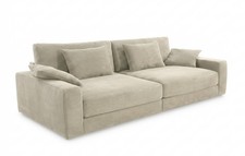 Big-Sofa 290cm breit Federkern Polsterung Lounge Couch extratief Cord Beige Grau