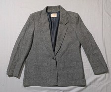 VTG 80 s Pendleton Twill 100 Virgin Wool Blazer Jacket Gray Single Button Sz 12