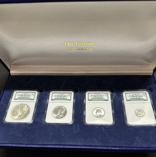 1922-4COIN BINION TYPE SET W/DISPLAY BOX~90%SILVER~NGC#2018 OF 2500 UNCIRCULATED