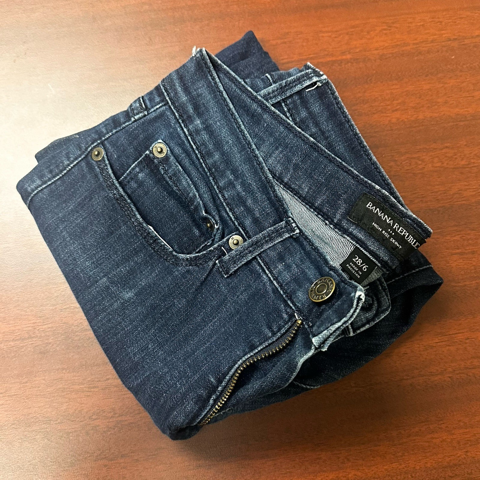 Banana Republic High Rise Skinny Jeans Womens Size 28/6 Dark Wash Cut Off