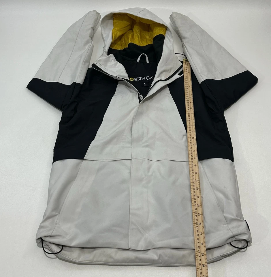 Body Glove Hombre Chaqueta con Capucha Blanco/Negro Amarillo Forrado Abrigo de Invierno, Talla S Foto 4 de 4