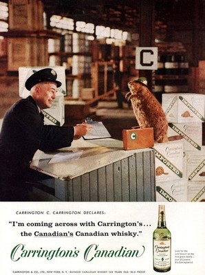 1959 Carrington Canadian Whisky: Im Coming Across Vintage Print Ad
