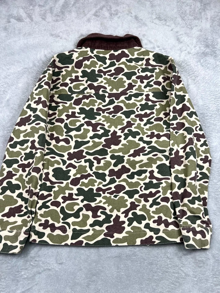 Винтажный Y2K без границ куртка маленький утка камуфляж зеленый холст вельвет сарай - Изображение 2 из 4