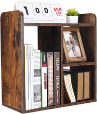 Desktop Shelf Freestanding Wood Small Bookshelf Desk Supplies Organizers An
