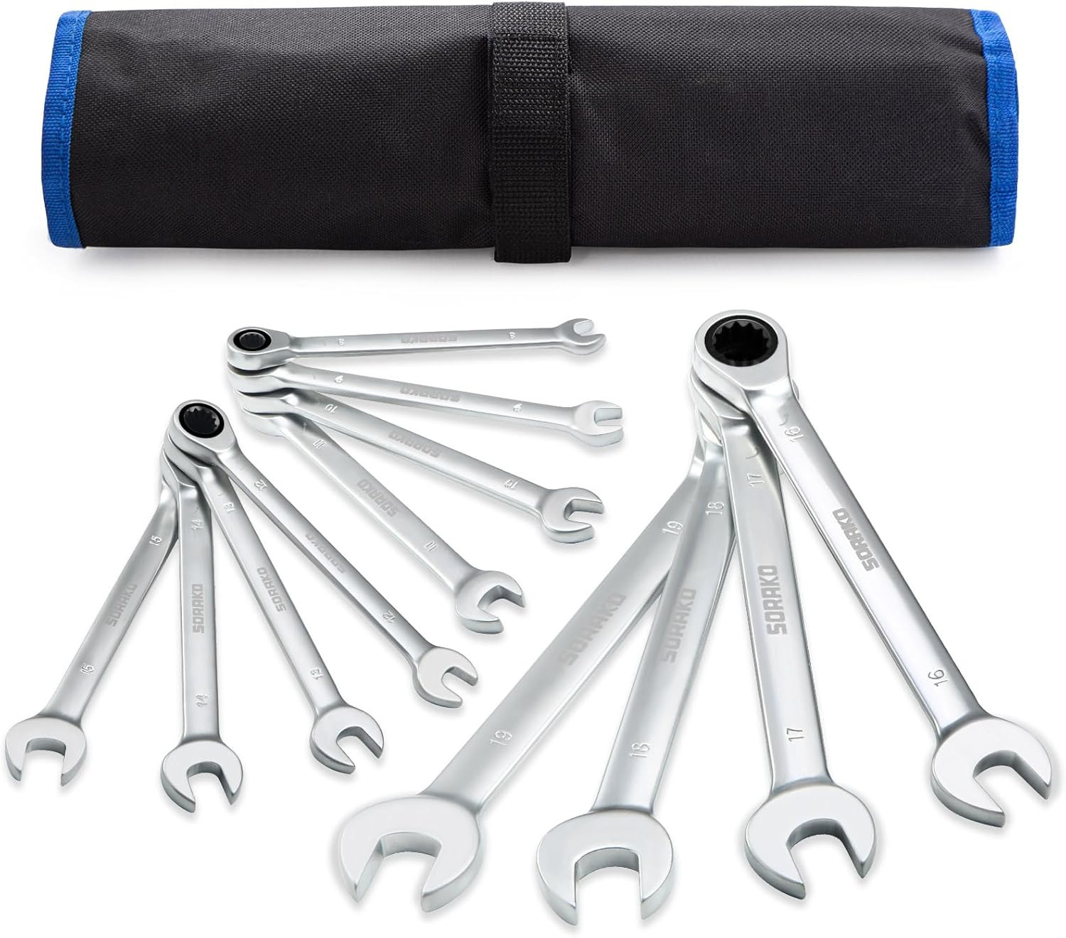 Kit Chiavi Combinate a Cricchetto 72 Denti - Acciaio Cr-V 8-19mm 12Pz