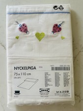 New Ikea NYCKELPIGA Baby Crib Flat Top Sheet - New Unopened, White w/ Embroidery
