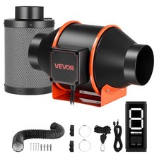VEVOR Inline Duct Fan Kit 3-Speed Circulation 205 CFM 4 In EC Motor Grow Tent