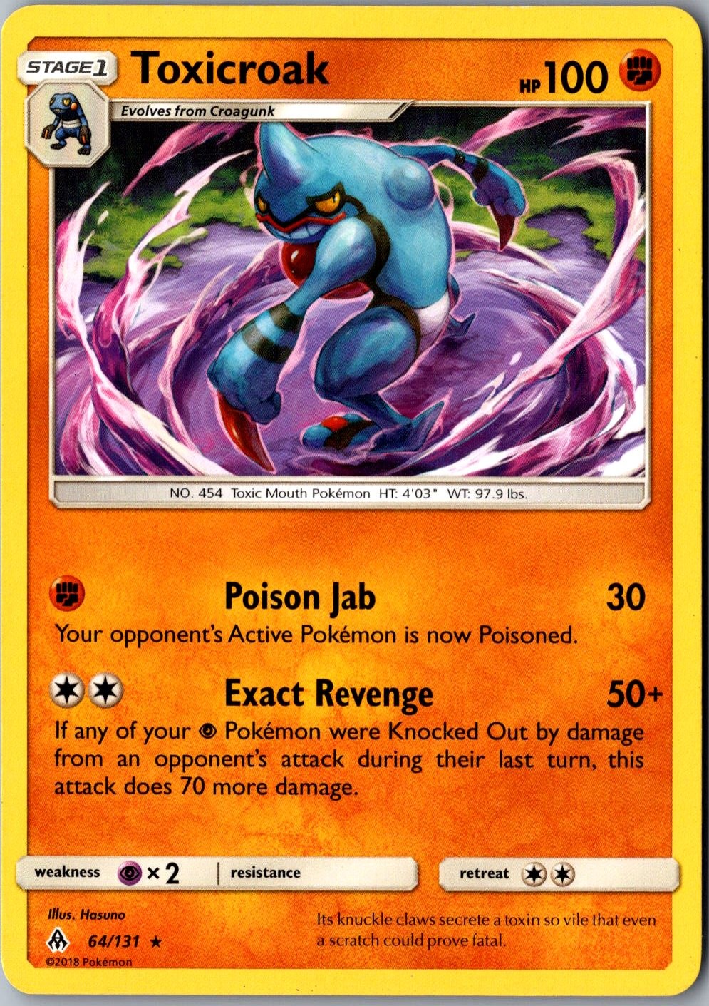 Toxicroak 64/131 Pokemon Card Lightly Played Rare Forbidden Light TCG Single