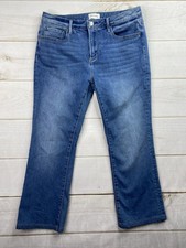 Driftwood Kelly Blue Jeans Size 31 Medium Distressed Stretch Denim 26" in Crop