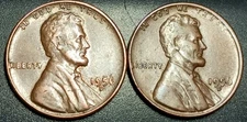 Two: 1956-D Lincoln Cent RPM-001 – Cherry Pickers’ Guide Variety – VF Condition