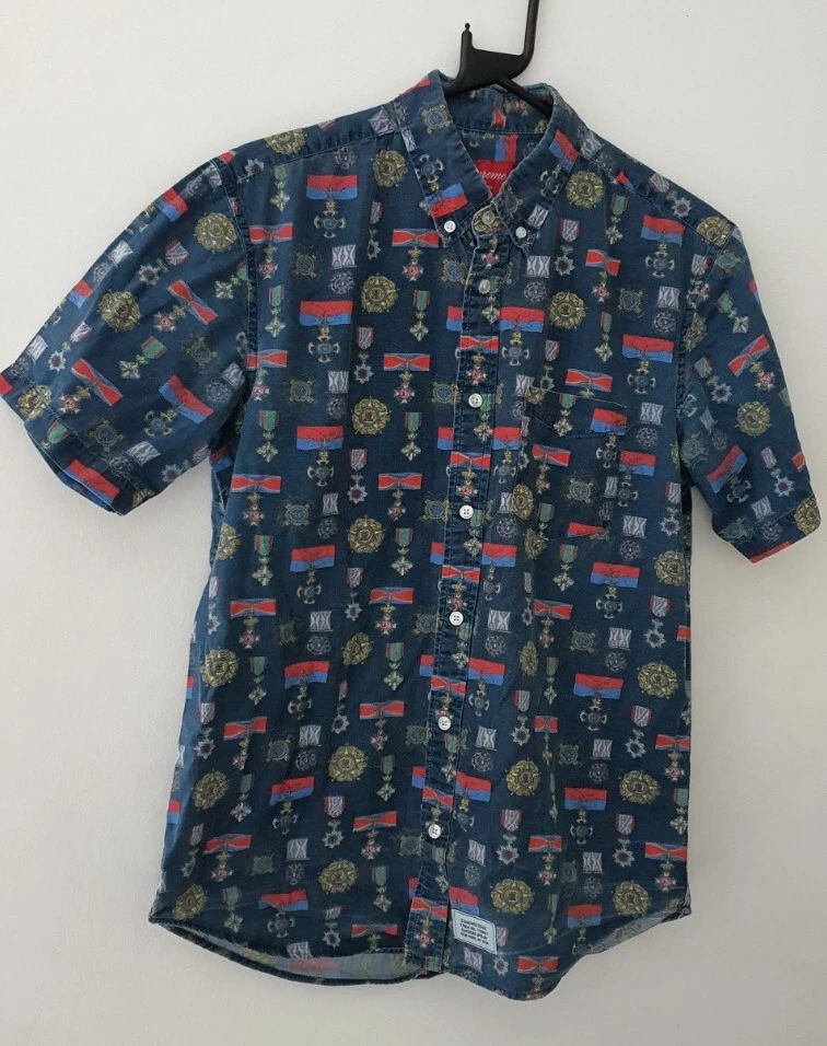Chemise SS10 Supreme Medal S/S manches courtes taille M bleu moyen vintage 2010 Rare
