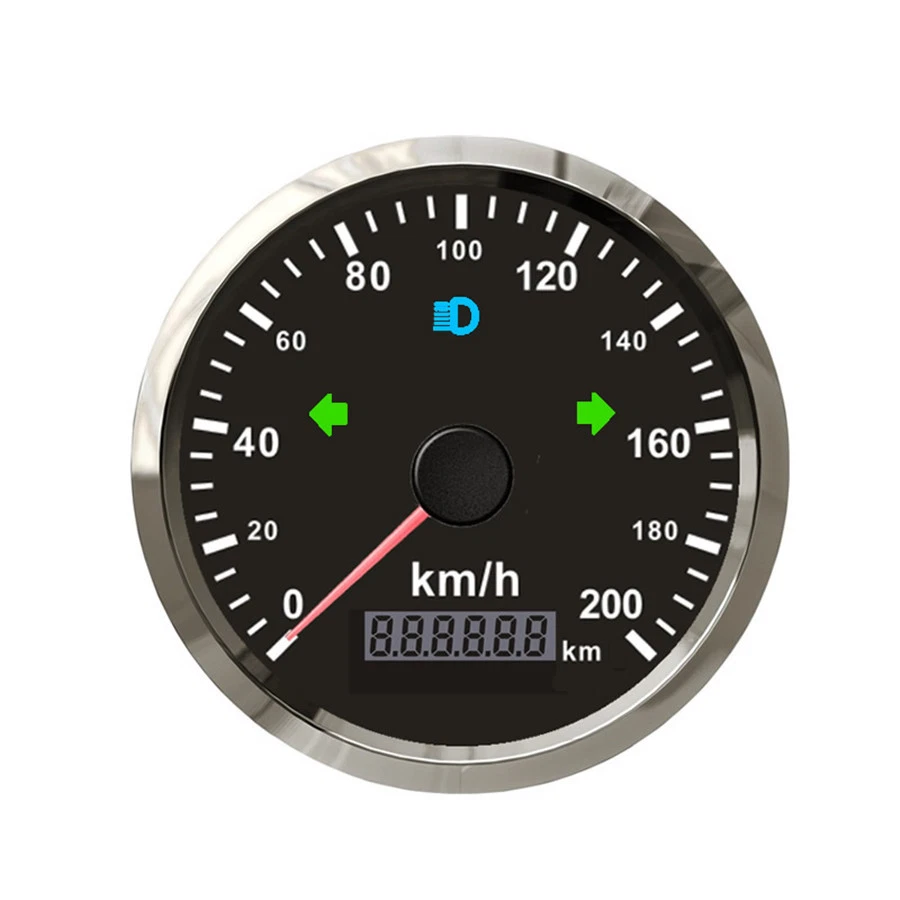Universal 85mm Coche Marino GPS Velocímetro Odómetro 200km/h Rojo/Amarillo Retroiluminación Foto 3 de 4