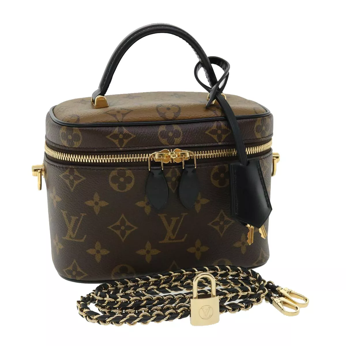 LOUIS VUITTON Monogram Reverse Vanity NVPM Hand Bag 2way M45165 LV Auth  32451A