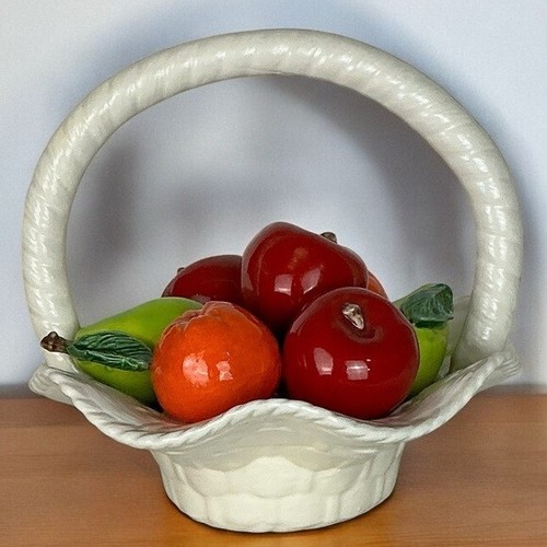 Vintage Ceramic Fruit Basket Apple Orange Pear Mid Century Modern MCM Circa 70’s - Picture 14 of 14
